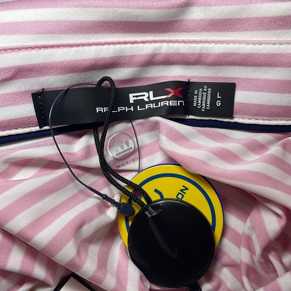 Ralph Lauren RLX Men's pink and white striped classic fit performance polo sz L - Picture 2 of 7